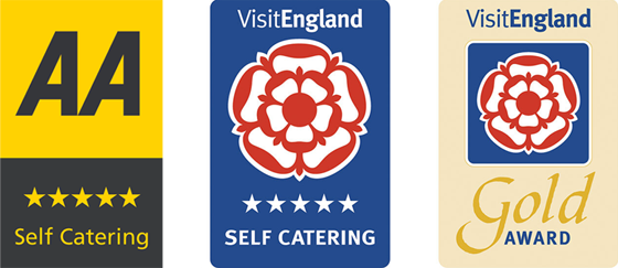 5 Star Visit England / GOLD and Five Star AA Self Catering Logos
